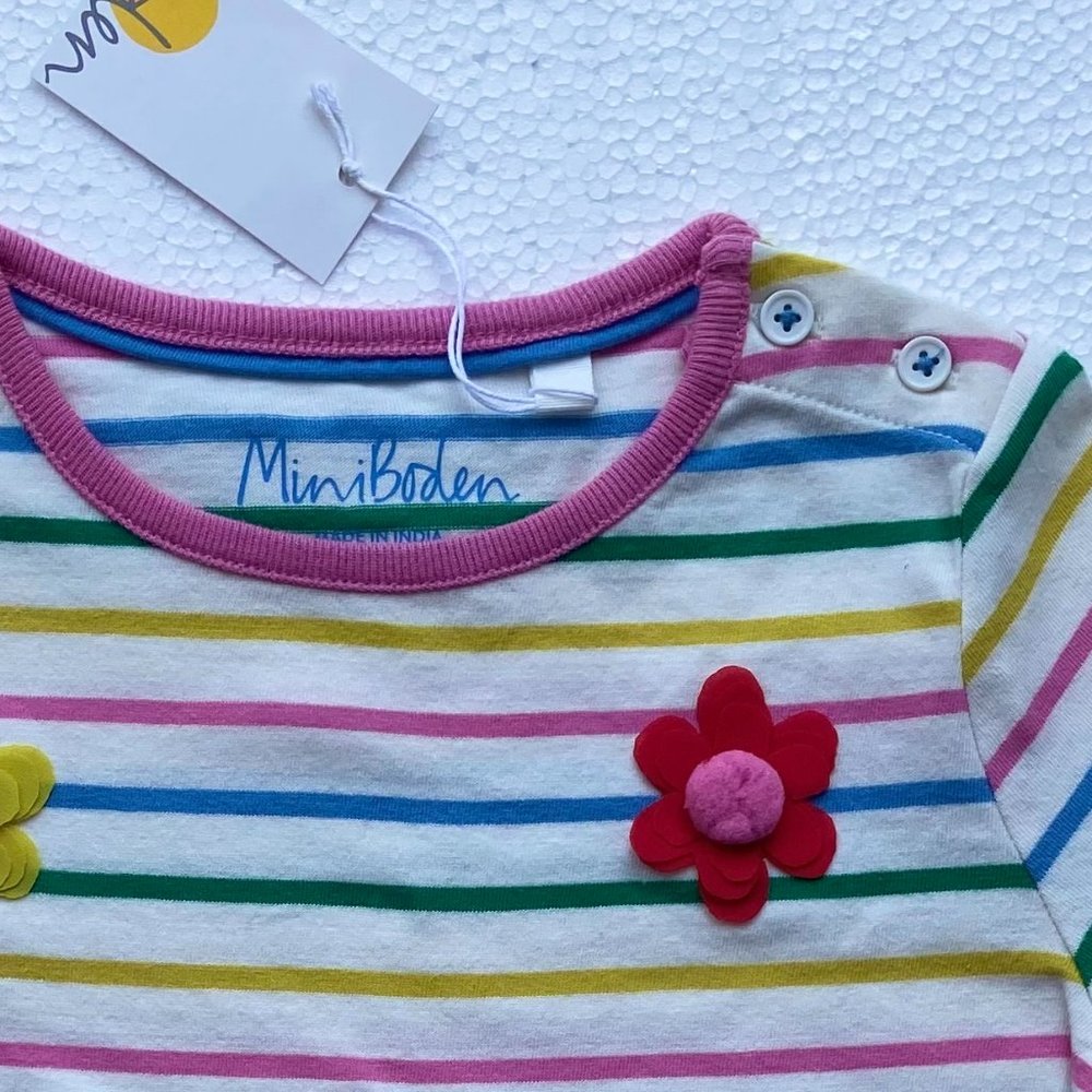 NWT Mini Boden Pom Pom Flutter Tee Shirt, 7/8 - Picture 2 of 6